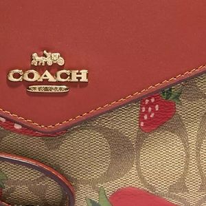 Coach Travel Envelope Wallet Signature Canvas with Wild Strawberry Print